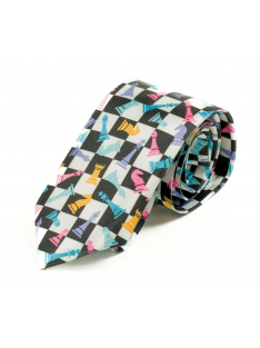 Decorative tie with chess motifs