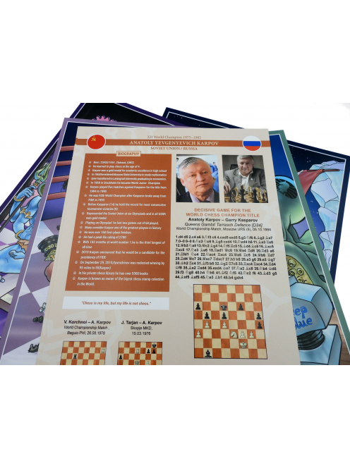 Poster Collection of 16 World Chess Champions (A4)